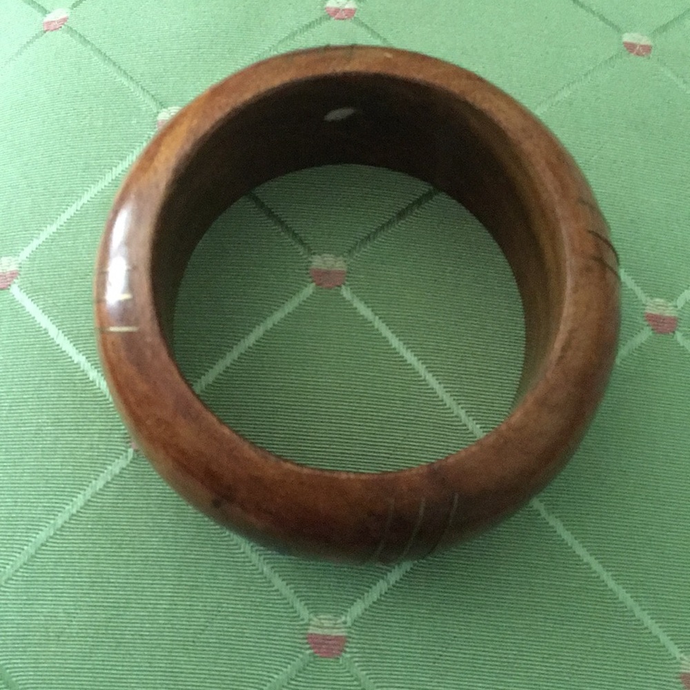 Gorgeous wood and brass bracelet from India.